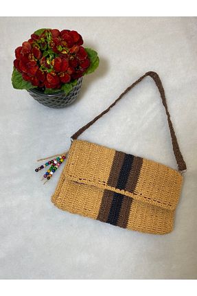 کیف دوشی خاکی زنانه حصیر Lavin Butik - کد 280784218