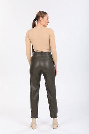 شلوار خاکی زنانه چرم مصنوعی EZFER - کد 281703063