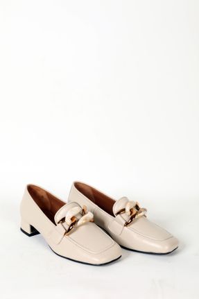 کفش کلاسیک بژ زنانه چرم طبیعی پاشنه کوتاه ( 4 - 1 cm ) پاشنه پر کد 283179254