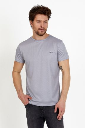 تی شرت طوسی مردانه رگولار یقه گرد پلی استر تکی کد 283322750
