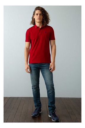 پولوشرت زرشکی مردانه پنبه ای U.S. Polo Assn. - کد 40420143