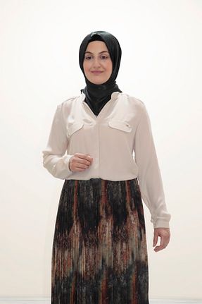 بلوز حجاب بژ زنانه رگولار Zey&Ka Butik - کد 41661459