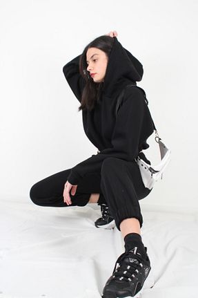 ست بالاتنه و پائین تنه مشکی زنانه بافتنی MODADATE - کد 70528992