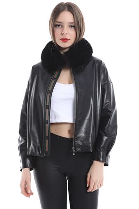 کاپشن مشکی زنانه رگولار Leather Club - کد 91845075
