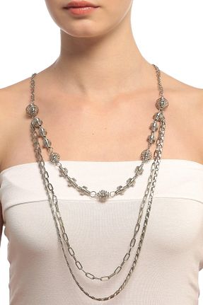 گردنبند جواهر خاکی زنانه ROUGE - کد 94125312