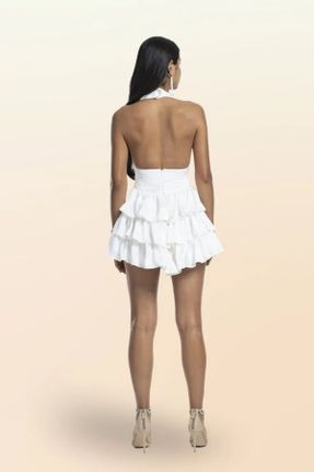 لباس مجلسی سفید زنانه ابریشم هالترنک آستر دار کد 283096850