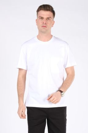 تی شرت سفید مردانه یقه خدمه کد 283362717