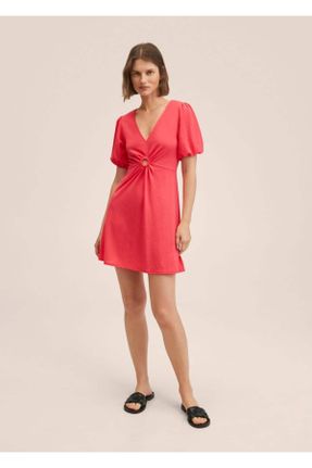 لباس قرمز زنانه بافتنی رگولار آستین-کوتاه کد 249354235