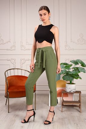 شلوار سبز زنانه پارچه ÇİĞDEM COLLECTİON - کد 283637718