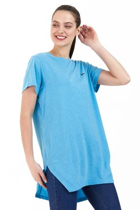 تی شرت آبی زنانه رگولار یقه گرد تکی کد 284577124
