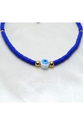 گردنبند جواهر آبی زنانه شیشه کد 89842486