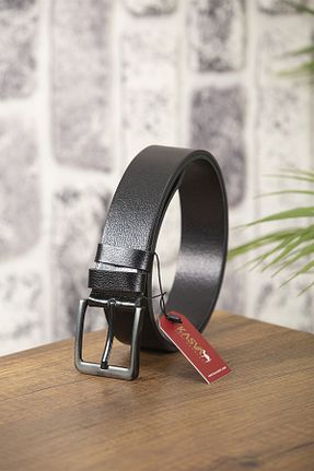 کمربند مشکی مردانه چرم خالص KASVA DERİ - کد 95505967