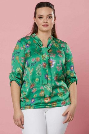 بلوز سایز بزرگ سبز زنانه Selen Giyim - کد 284667290