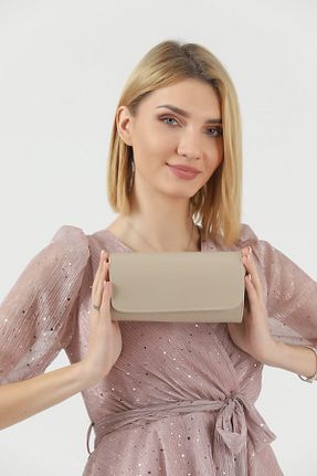 کیف مجلسی بژ زنانه چرم مصنوعی efnanstore - کد 250733150