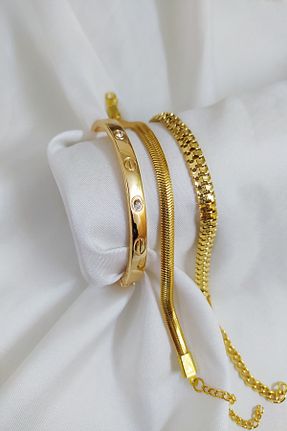 دستبند استیل (فولاد) طلائی زنانه روکش طلا KOBA - کد 285341205