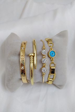 دستبند استیل (فولاد) طلائی زنانه روکش طلا KOBA - کد 285369305