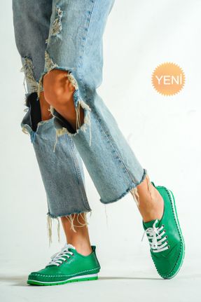 کفش کژوال سبز زنانه چرم طبیعی پاشنه کوتاه ( 4 - 1 cm ) پاشنه ساده کد 285711902