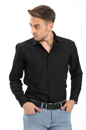 پیراهن مشکی مردانه رگولار ModaPlaza - کد 53816699