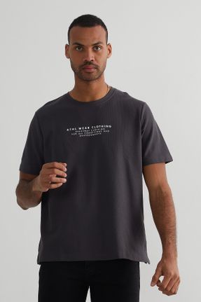 تی شرت طوسی مردانه یقه گرد کد 286124649