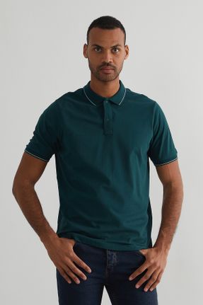 تی شرت سبز مردانه رگولار یقه گرد پنبه - پلی استر تکی کد 286136436