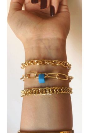 دستبند جواهر طلائی زنانه فولاد ( استیل ) کد 286247932