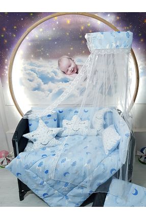 ست لحاف و روکش لحاف و روکش بالش کودک و نوزاد آبی پنبه ای bebek iklimi - کد 283526942
