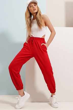 شلوار کرمگن قرمز زنانه Relaxed Trend Alaçatı Stili - کد 167616135