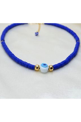 گردنبند جواهر آبی زنانه شیشه کد 89842486