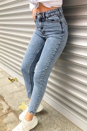 شلوار جین آبی زنانه پاچه لوله ای فاق بلند جین جوان کد 270090532