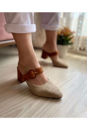 دمپائی خاکی زنانه حصیر moun shoes - کد 285795773