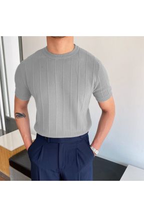 تی شرت طوسی مردانه رگولار یقه گرد تکی بیسیک کد 286260812