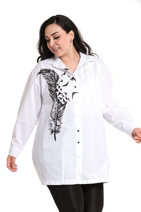 پیراهن سایز بزرگ سفید زنانه سایز بزرگ DISENTIS MODEST - کد 221178526