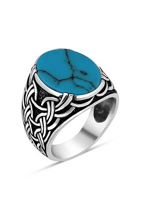 انگشتر نقره فیروزه ای مردانه 925 عیار Takılingo - کد 53255843