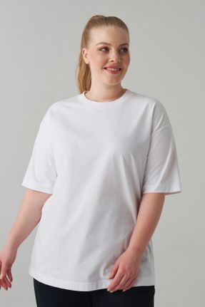 تی شرت سفید زنانه اورسایز بافتنی کد 286986769