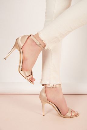 کفش پاشنه بلند کلاسیک بژ زنانه پارچه Shoes Time - کد 287072002