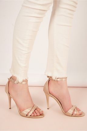 کفش پاشنه بلند کلاسیک بژ زنانه پارچه Shoes Time - کد 287072002