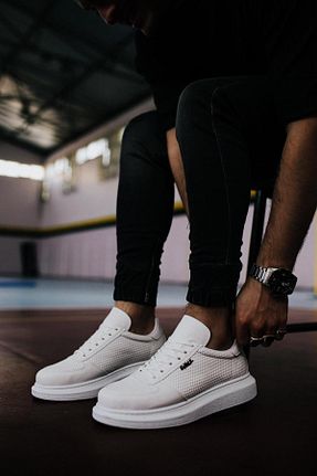 کفش اسنیکر سفید مردانه بند دار Mida Shoes - کد 287080159