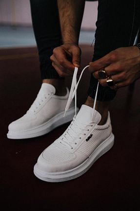 کفش اسنیکر سفید مردانه بند دار Mida Shoes - کد 287080159