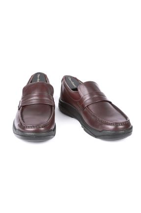 کفش کلاسیک زرشکی مردانه چرم طبیعی پاشنه کوتاه ( 4 - 1 cm ) پاشنه ساده کد 287303425
