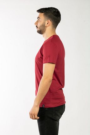 تیشرت زرشکی مردانه گشاد Qwerty - کد 287537716