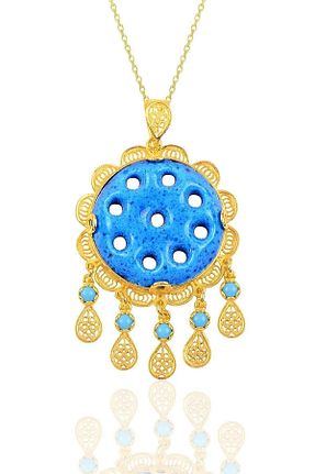 گردنبند نقره طلائی زنانه 925 عیار Roza Silver - کد 287697277