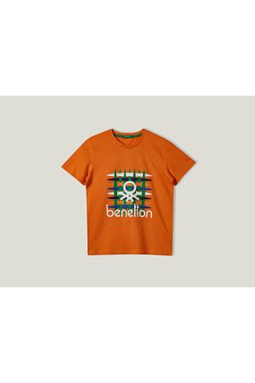 تیشرت نارنجی بچه گانه رگولار United Colors of Benetton - کد 288438373