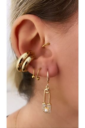 گوشواره جواهر طلائی حلقه Markiz Takı - کد 72417429