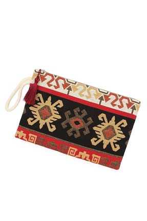 کیف پورتفوی و کلاچ مشکی زنانه پارچه ای Ju Yaratıcı Tasarım - کد 72960028