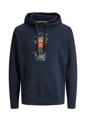 سوئیشرت سرمه ای مردانه چاپی Jack & Jones - کد 47704302