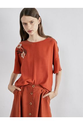 بلوز قهوه ای زنانه ساده Koton - کد 3538215