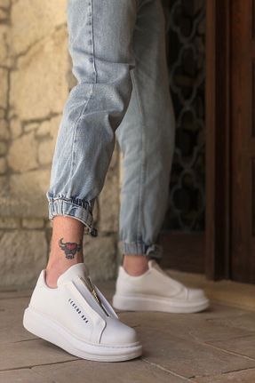 کفش اسنیکر سفید مردانه چرم مصنوعی Mida Shoes - کد 288630340