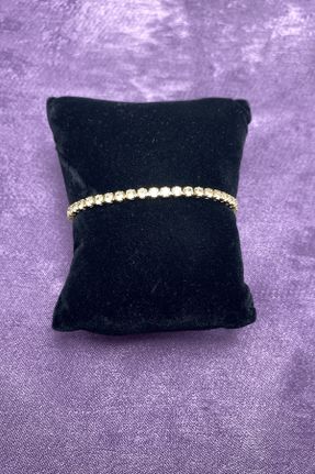 دستبند جواهر طلائی زنانه روکش نقره کد 288204045
