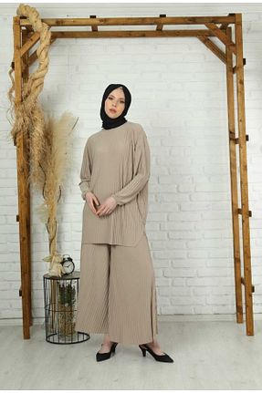 ست بالاتنه و پائین تنه حجاب طوسی زنانه گشاد MODAMÜNASİP - کد 289345917