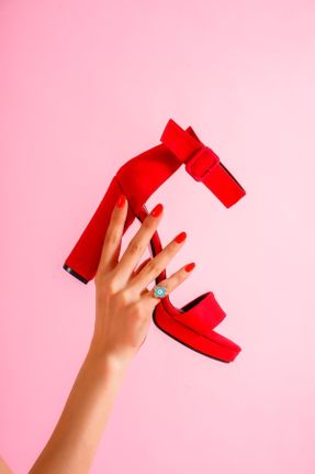 کفش پاشنه بلند کلاسیک قرمز زنانه چرم مصنوعی پاشنه ضخیم پاشنه بلند ( +10 cm) کد 289397845